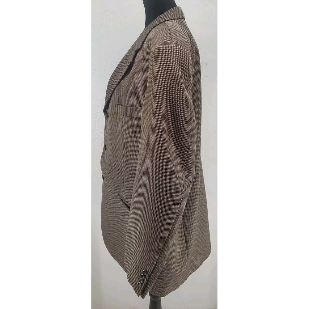 Pronto Uomo Brown Wool Silk Micro Pattern Blazer Sport Coat Jacket Mens 46R - Picture 3 of 7